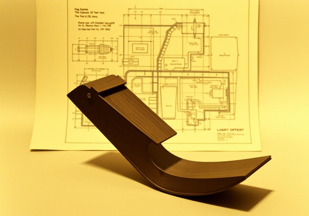 Molded plywood leg splint developed by the Eames studio for the US Navy
