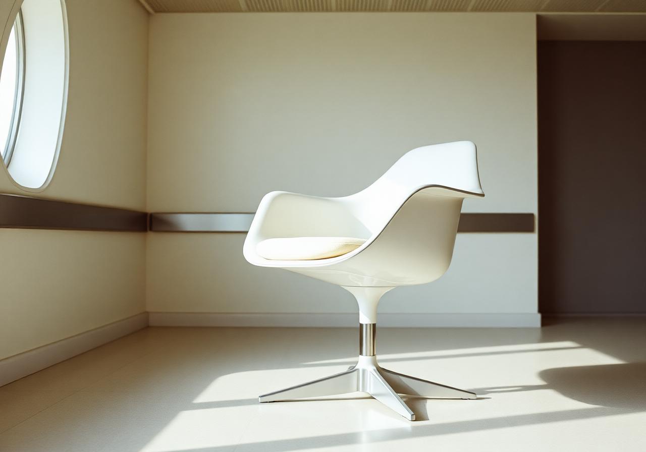 Saarinen Tulip chair on a single cast aluminum pedestal in a minimalist boardroom